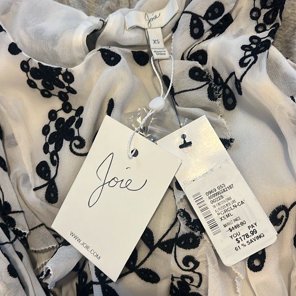 NWT Joie Alpheus eyelet open shoulder silk dress - Picture 9 of 9